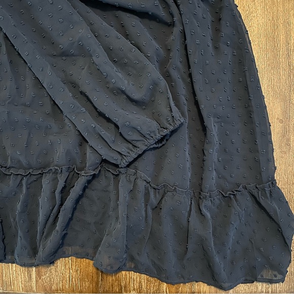 City Chic Tiered Sheer Long Puff Sleeve Navy Blue Mini Smocked Dress XXL - Picture 7 of 9